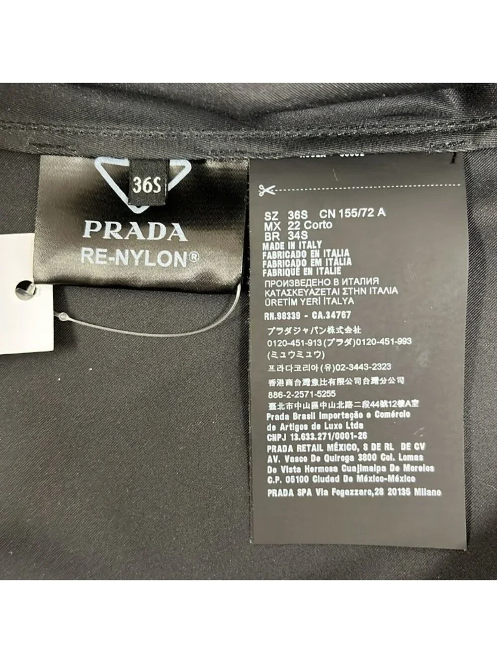 Prada Re-Nylon Triangle Logo Long Coat 36 Black - Picture 7 of 8